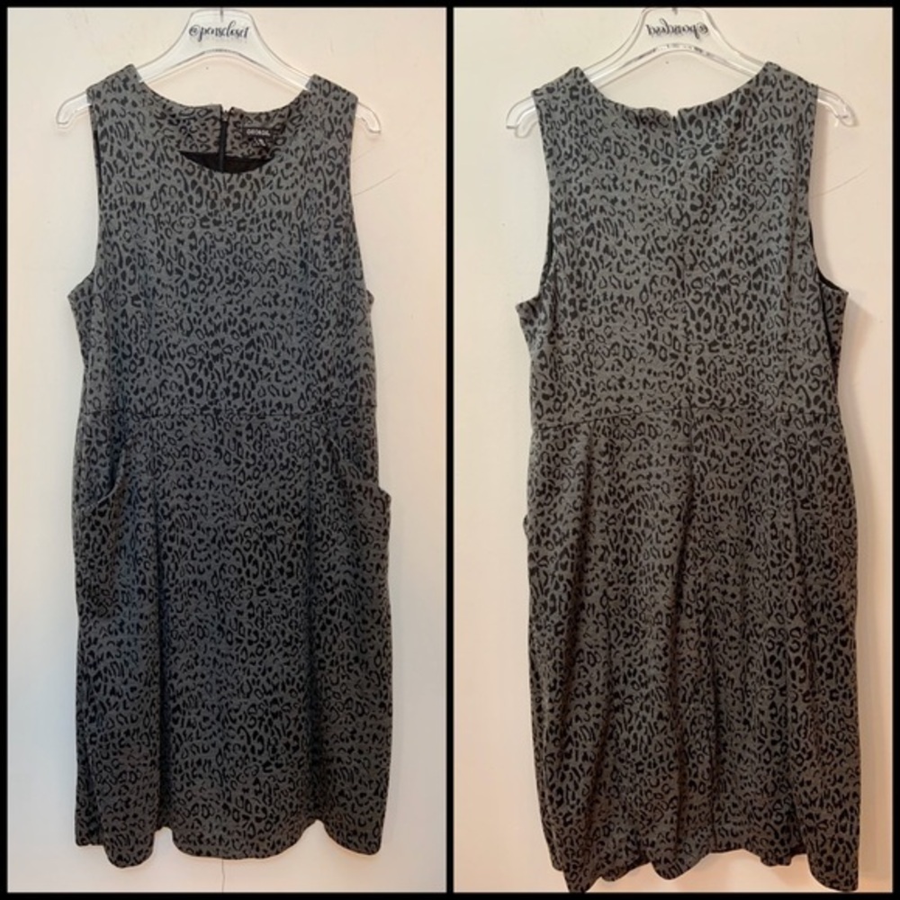 George Gray & Black Leopard Sleeveless Lined Knit Dress Size 16/18